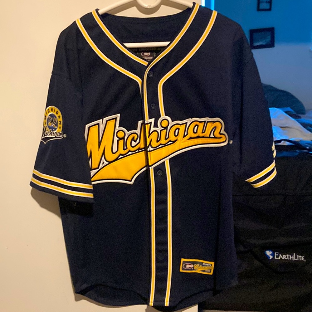 Michigan baseball jersey.